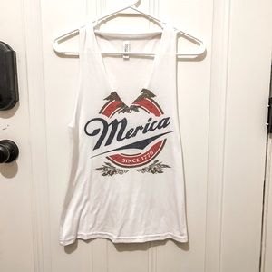 White Budweiser style “Merica” tank